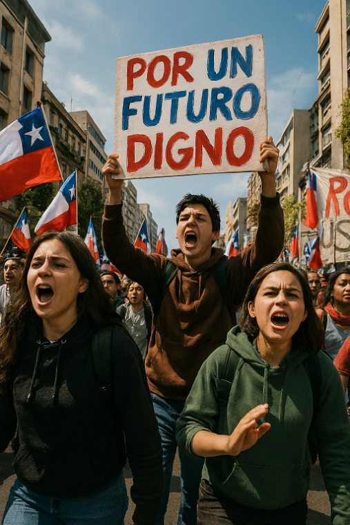 Jóvenes marchando por un futuro digno